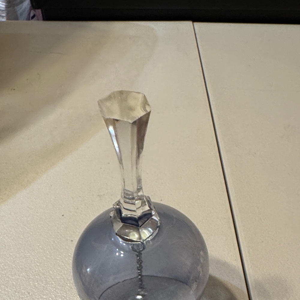 Elegant Etched Glass Bell Bluish Purple Bell - Picture 6 of 6